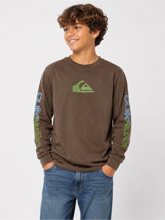 Quiksilver Other - Quiksilver Boys Brown Graphic Long Sleeve T-Shirt Logo Sleeve Tee Size Small